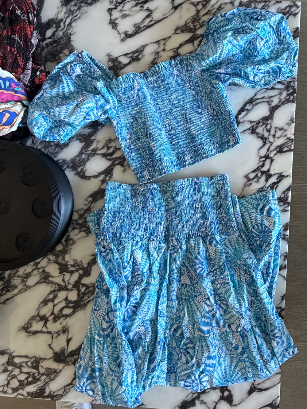 Lilly Pulitzer Aston Maxi Set Seashell Pattern Blue & Aqua - Picture 5 of 9